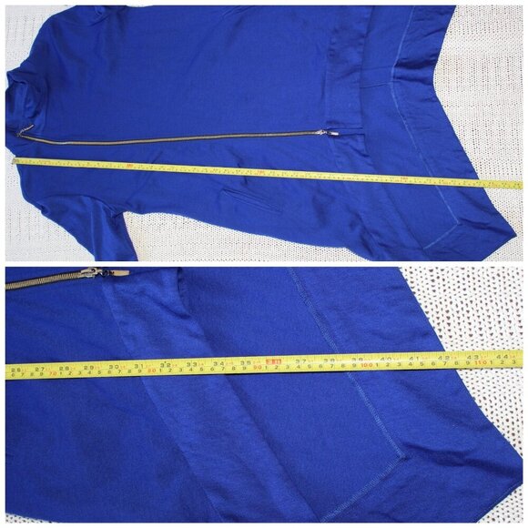 Joseph Ribkoff Midi Dress Royal Sapphire Zip up Pockets Size 10 US asymmetrical - Picture 3 of 7